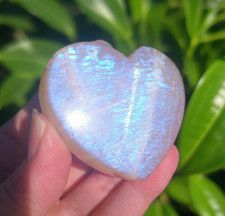2in+ Natural Moonstone Heart Palm Stone Crystal Carving Healing Mineral Specimen picture