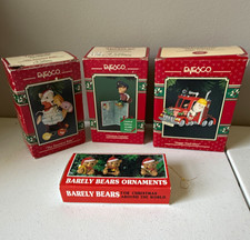 Vintage Enesco Barely Bears Christmas Ornament Lot of 3 Limited Edition with Box picture