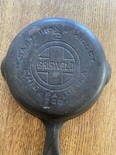 Griswold Cast Iron Skillet 2 Frying Pan 703 Erie PA USA Double Pour Spout picture