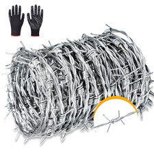 328Ft Barbed Wire, 4 Point 16 Gauge Hot-Dip Galvanized Barb Wire Roll for Crafts picture