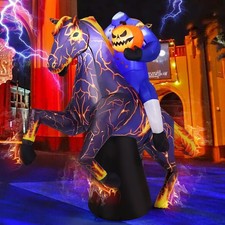 COMIN 6FT Long Halloween Inflatables Headless Horseman Outdoor blue picture