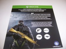 Rainbow Six Siege Gold Weapons Skin Pack Day One DLC for XBOX ONE picture