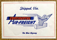 1953 CONTINENTAL AIRLINES vintage luggage decal sticker AIR FREIGHT / CARGO picture