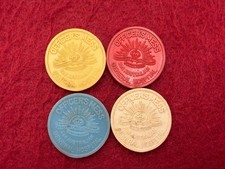 WW2 Original SET OF 4 2ND AUSTRALIAN GENERAL HOSPITAL OFFICERS MESS Tokens picture