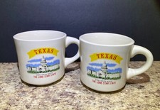 Vintage Austin Texas lone Star State Capital Coffee Cup Mug Set Of 2 USA Pottery picture