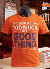 Hooters Restaurant Shirt Men's XXL Orange You Can Never Have Too Much Good Thing picture