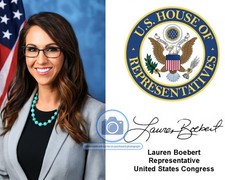 LAUREN BOEBERT US HOUSE OF REPRESENTATIVES SEAL AUTOGRAPHED 8X10 PHOTO picture