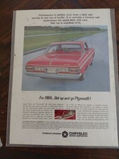 CHRYSLER Original Advertisement 1964 Plymouth Sport FuryIncludesOwner Service Cr picture