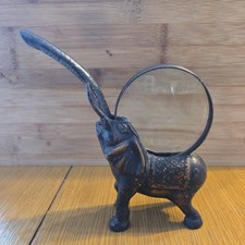 vintage cast bronze elephant magnifying glass and stand picture