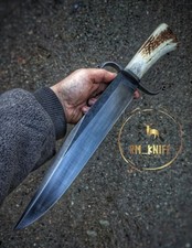 Hand forged big bowie knife with antler handle picture