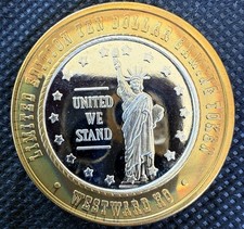 ⭐️WESTWARD HO UNITED WE STAND CASINO Limited Edition 999% .6 Oz Pure Silver StrK picture