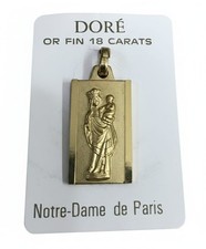 Vintage Notre Dame de Paris 18K Gold Plated Pendant French Souvenir picture