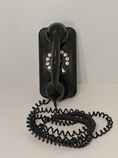 Vintage 1993 Grand Wall Phone Black Retro Rotary Style Push Button Telephone picture