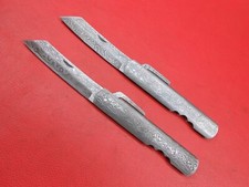Custom Handmade Full Damascus Japanese Hogonokani Friction Folder Knife 2Pcs F20 picture