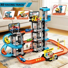 City Racing Multi-Layer Track Toy Set (3pcs Toy Cars, Car Repair Center, Drift T picture