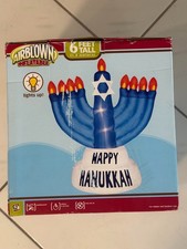 Vintage Gemmy 6' Airblown Happy Hanukkah Festival of Lights Menorah Inflatable picture