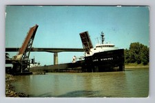 St. Catharines ON-Ontario, Lake Winnipeg Ship, Bridge, Vintage c1974 Postcard picture