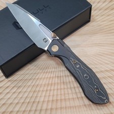 Null Knives Voodoo Doll Gold Camo Fat Carbon, Satin Vanax, Black PVD Titanium picture