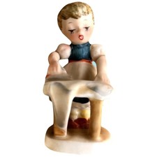 Napco Ceramic Figurine Japan Girl Ironing AH901 Grannycore Retro Cottagecore Vtg picture