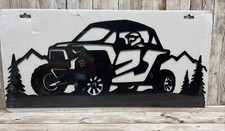 Side by Side ATV UTV Cut out Metal Black Sign 4 Wheel Off Road 20 x 8 inches picture