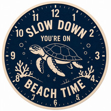 Sea Turtle Beach Time Clock | 10' 3D Printed Coastal Wall Decor picture