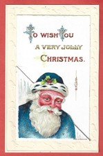 MERRY CHRISTMAS CARD with foldout embossed SANTA– Printed in Germany - c. 1915 picture