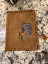 Antique 1934 Hand-Painted Native American Niagara Falls Leather Book Cover 8