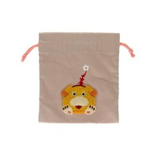 Sunstar Stationery Pikmin Nintendo Goods Drawstring Bag Sagara Embroidery Beige picture