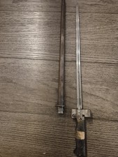 Vintage French label M 1886/15 Rifle Cruciform Blade Bayonet W/ Scabbard picture