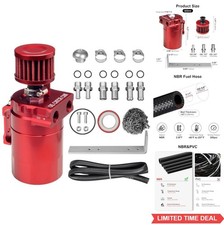 Oil Catch Can Kit 300ml Aluminum Baffled Red Universal Air Oil Separator Tank picture