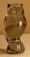 VTG C.E.FRITZSHCE Art Glass Paperweight Owl 3-1/8
