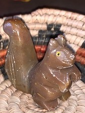 B9 VTG Hand Carved Soapstone Brown Squirrel Figurine picture