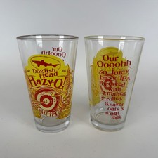 Set of 2 Dogfish Head Hazy-O IPA Beer Pint Glasses Yellow Red Shark Logo picture