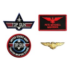 Pete Mitchell School Hook Patch (4pc With Pilot Aviator Wings Pin) picture