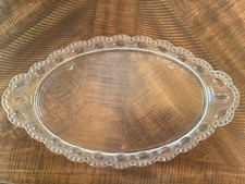 Vtg Victorian Vanity Tray Clear Glass Scalloped Hobnail Bubble Edge LE Smit Bath picture