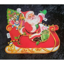 New Vintage 1960s Carrington Die Cut Christmas Santa Sleigh DecorNew Defects picture