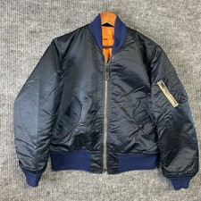 Vintage Flyers Bomber Jacket Men’s Small  MA-1 Intermediate Blue Reversible USA picture