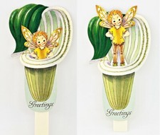 FAIRY in CARNIVOROUS PITCHER PLANT Vtg Mech PUSH-UP Greeting CARD-MINT Shackman picture