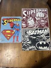 DC Comics Batman Superman Metal Tin Signs Lot 3 Desperate Enterprises USA Made picture