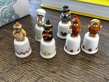 (6)Vintage 1980s Enesco Lucy & Me Lucy Rigg Enesco Bear Thimbles Set picture