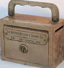 Vtg. SUITCASE BANK ADV. Potters Building & Savings Co East Liverpool OH WF Burns picture