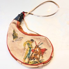Vintage Spanish Bota Bag Wine Flask Recuerdo de Sevilla Bullfighting Canteen picture