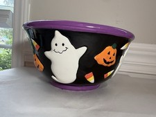 Vintage Gu Wu Gu Halloween Candy Bowl Ghost Pumpkin Candy Corn Ceramic 10” picture