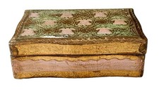 Vintage Gold Florentine Trinket Box Italy Hand Painted Embossed Design picture