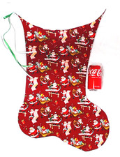GIANT CHRISTMAS STOCKING RETRO SANTA IS SO BUSY PRINT, NEW  USA picture