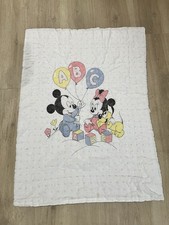 VTG 1980s Dundee Disney Baby Mickey Minnie Pluto ABC Crib Quilt Blanket picture