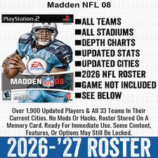 Madden NFL 08 PS2 Roster Update Memory Card Team Player Stats Playstation picture