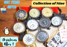 Collection of 9 Intricately Crafted Brass Chain Clocks, Handmade Nautical Gifts picture