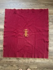 Vintage Wool Illinois State University Maroon Wool Blanket Amanda Woolen Mills picture