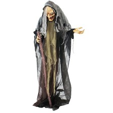 Life-Size Scary Talking Witch Animatronic - Poseable Halloween Prop with Lights picture